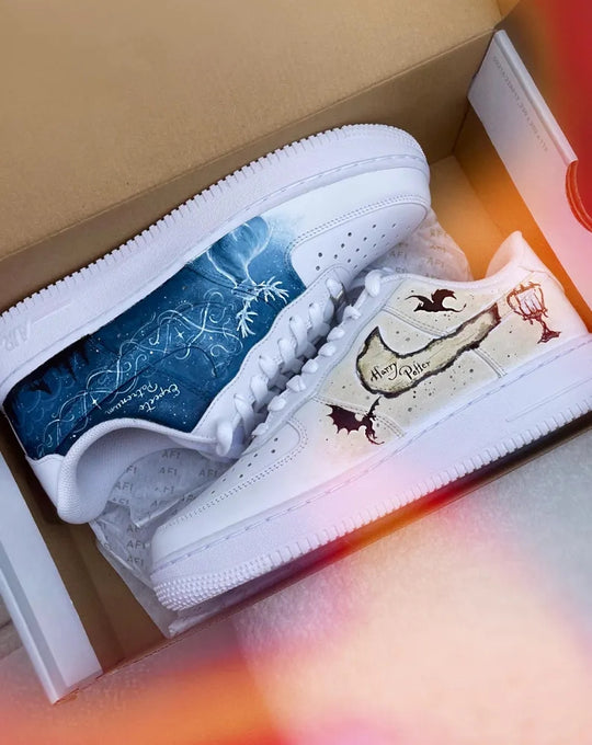 Custom Air Force 1 White Gryffindor Elements Design