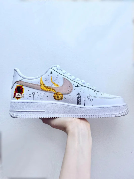 Custom Air Force 1 White Gryffindor Elements Design