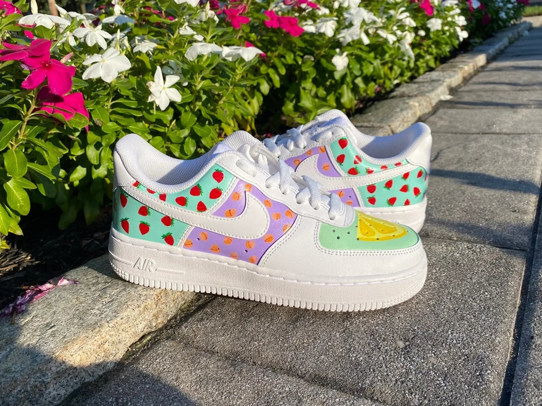 Custom Air Force 1 White Multicolor Fruit Pattern