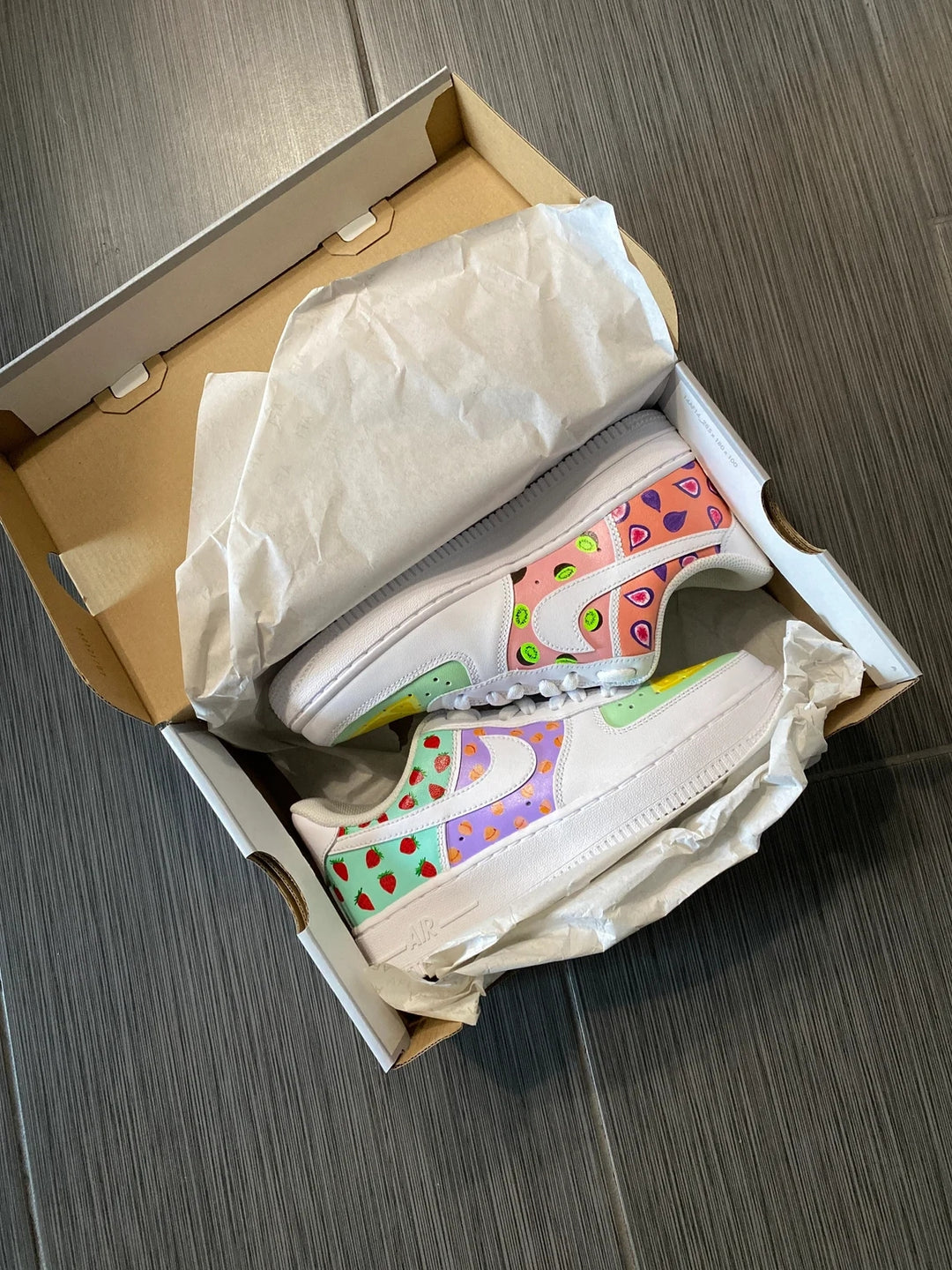 Custom Air Force 1 White Multicolor Fruit Pattern