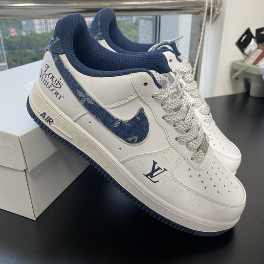 Custom Air Force 1 White Navy LV Pattern
