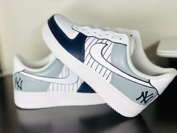 Custom Air Force 1 White Navy New York Yankees MLB 