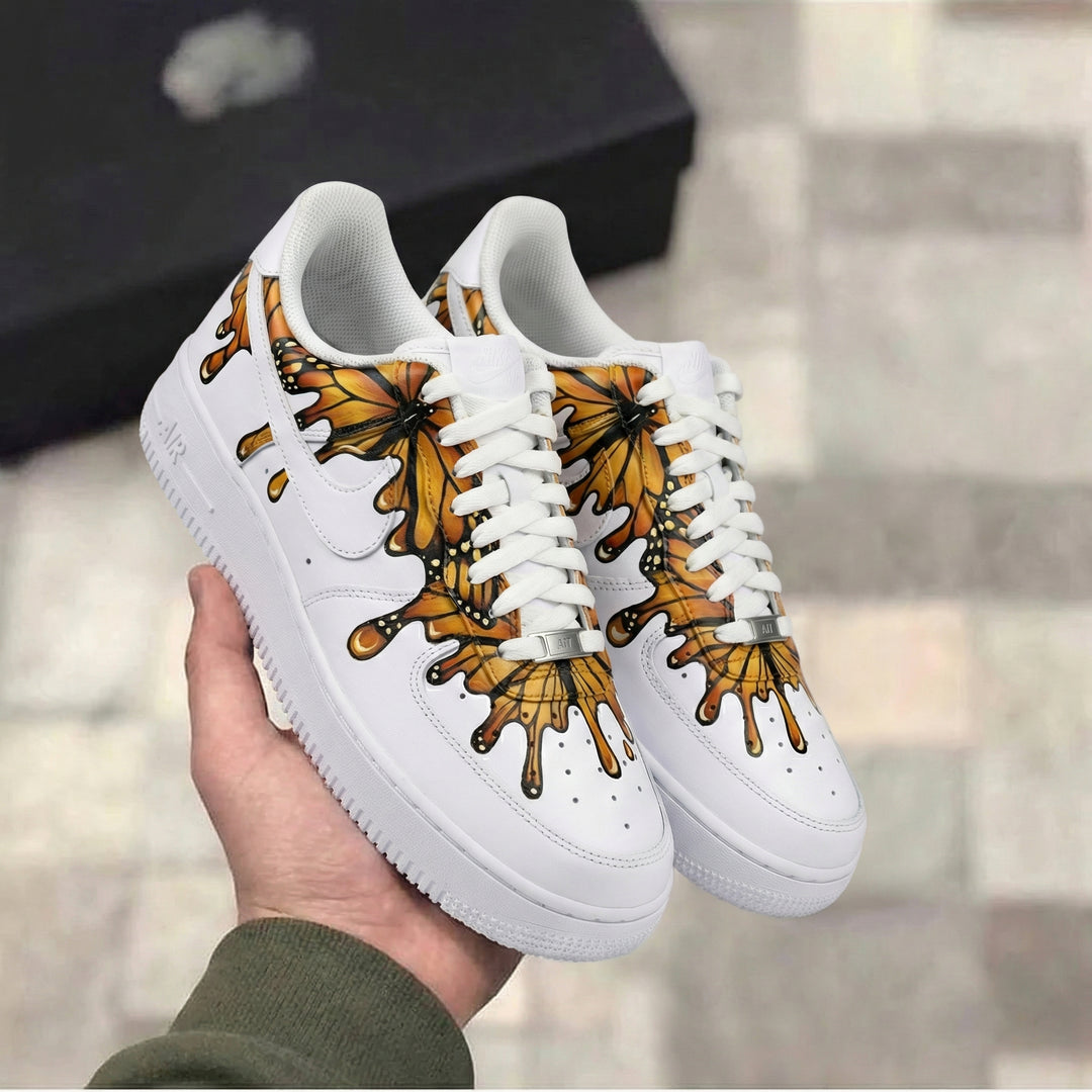 Custom Air Force 1 White Orange Butterflies