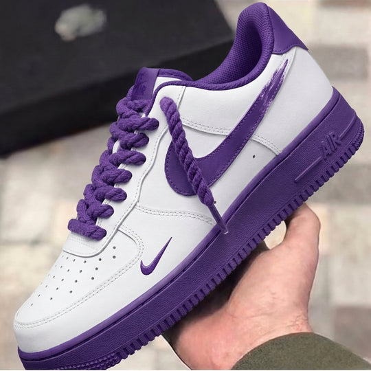 Custom Air Force 1 White Purple Rope Laces