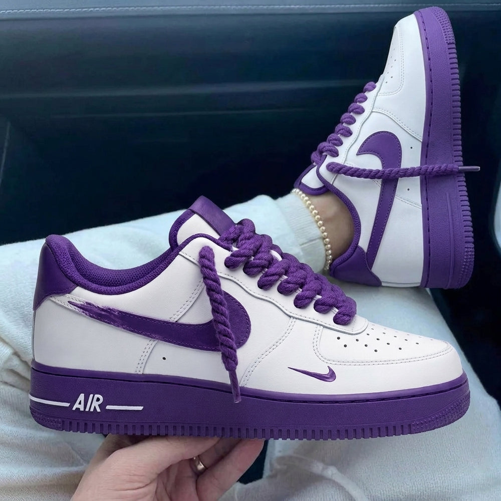 Custom Air Force 1 White Purple Rope Laces