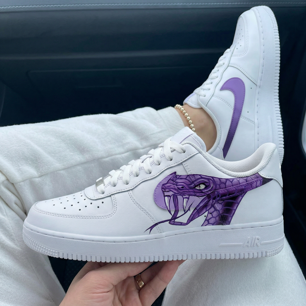 Custom Air Force 1 White Purple Snake