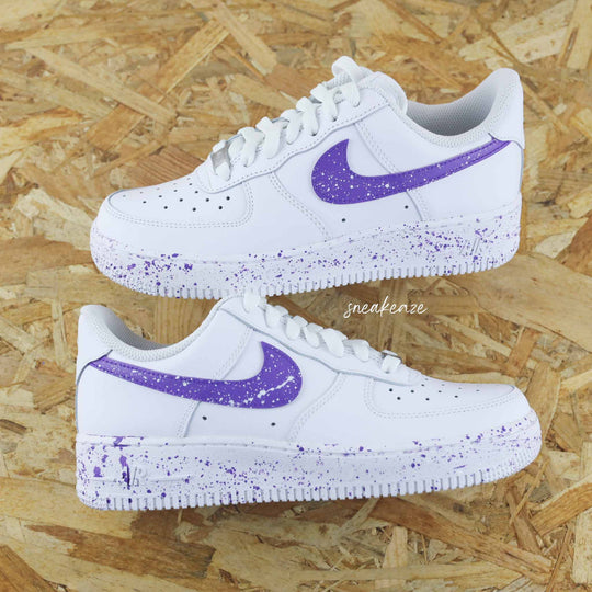 Custom Air Force 1 White Purple Splatter Pattern