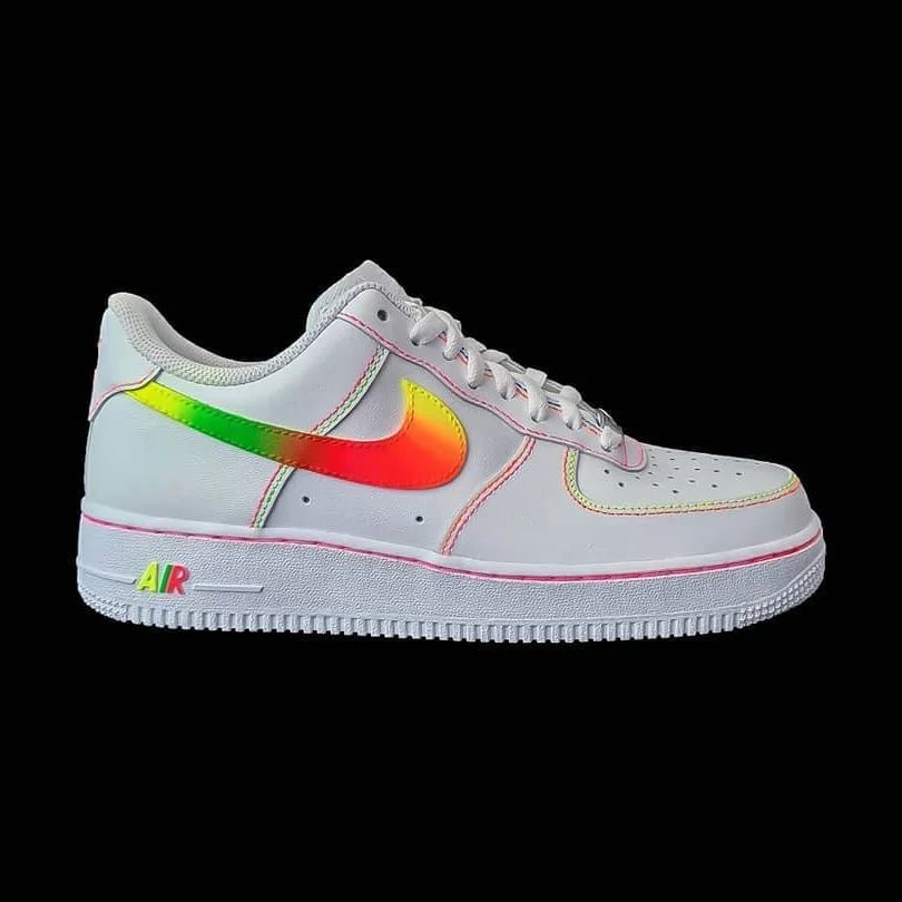 Custom Air Force 1 White Rainbow Swoosh
