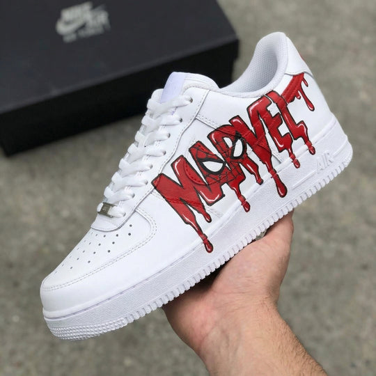Custom Air Force 1 White Red Marvel Spiderman Logo