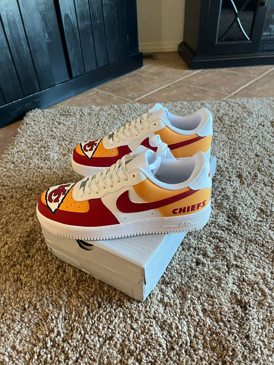 Custom Air Force 1 White Red Yellow Kansas City Chiefs NFL 