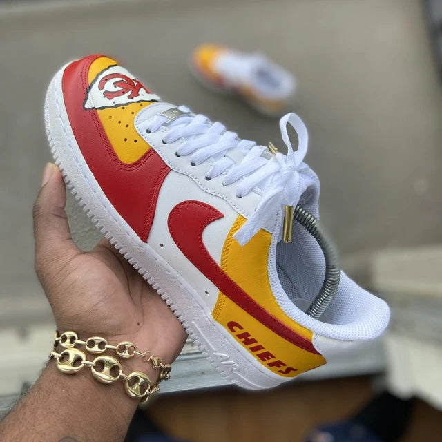 Custom Air Force 1 White Red Yellow Kansas City Chiefs NFL 