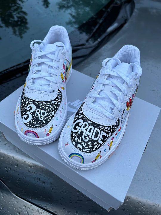 Custom Air Force 1 White School - Themed Pattern