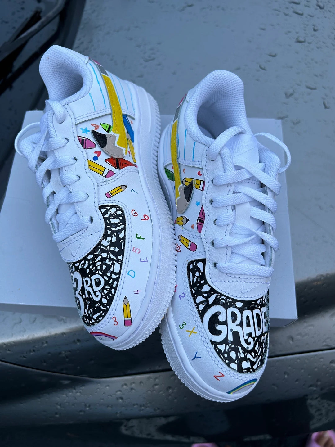 Custom Air Force 1 White School - Themed Pattern