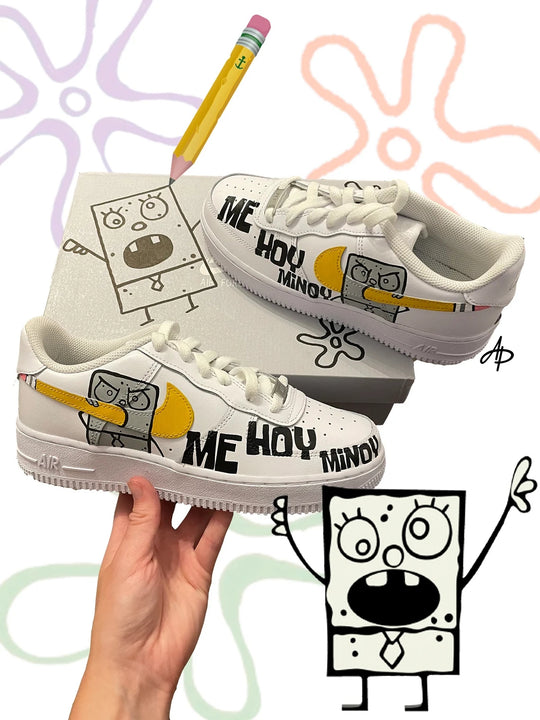 Custom Air Force 1 White SpongeBob SquarePants Pattern