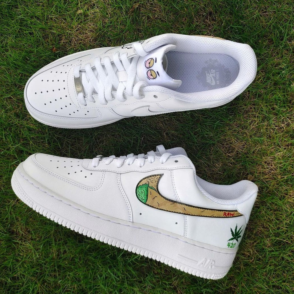 Custom Air Force 1 White Weed Graphic