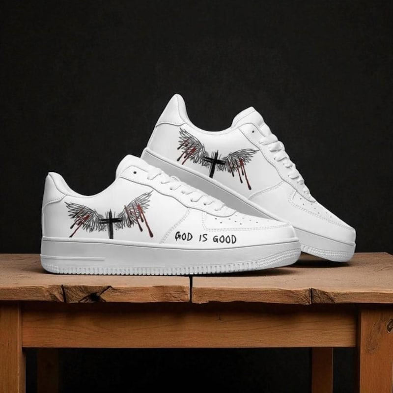 Custom Air Force 1 White Wings And Crosses Design