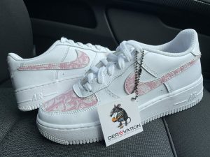 Custom Air Force 1 White With Baby Pink Pattern 