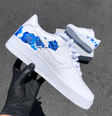 Custom Air Force 1 White With Blue Roses 