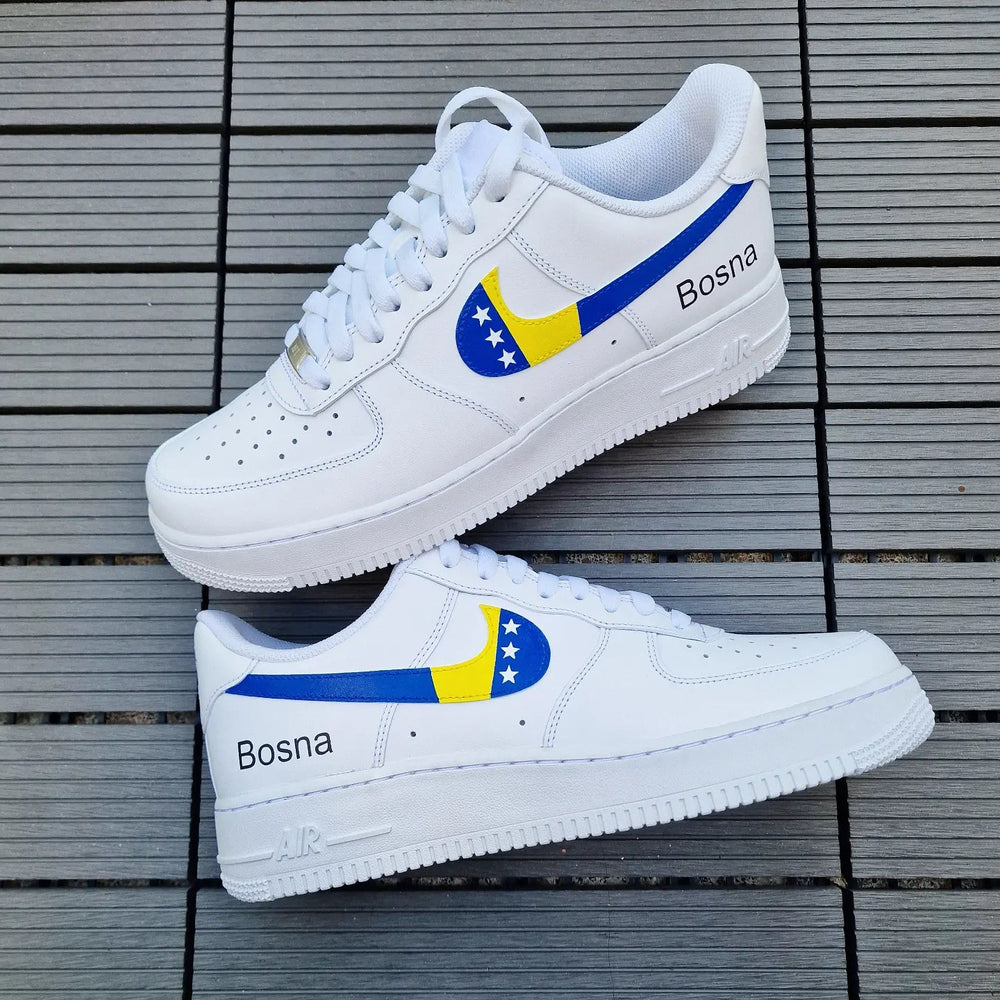 Custom Air Force 1 White With Bosnia Herzegovina Flag Swoosh