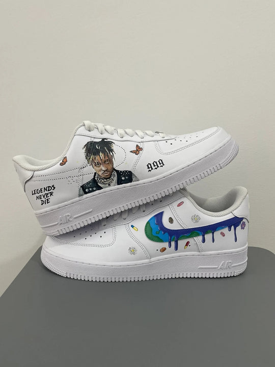 Custom Air Force 1 White With Butterfly Drips And Portrait