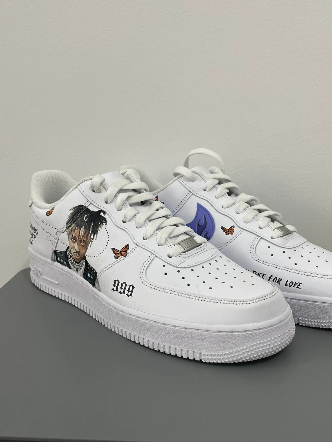 Custom Air Force 1 White With Butterfly Drips And Portrait