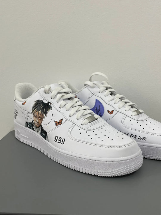 Custom Air Force 1 White With Butterfly Drips And Portrait