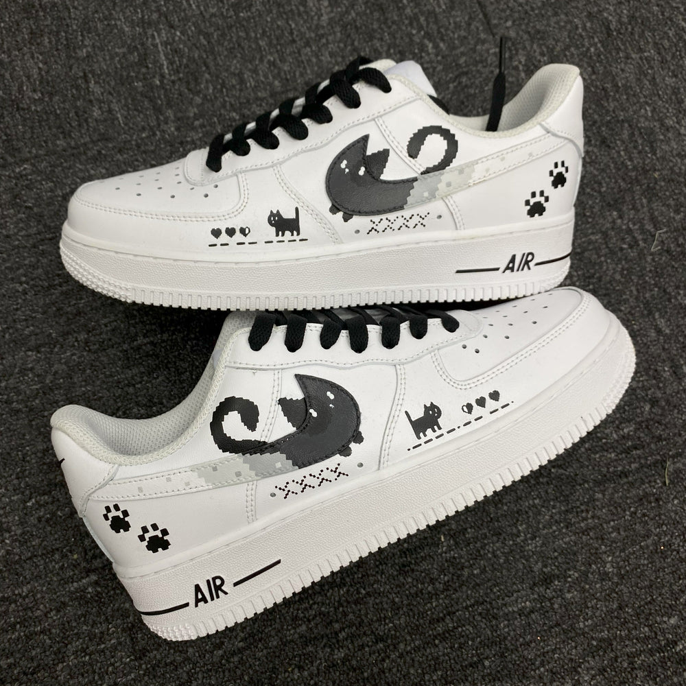 Custom Air Force 1 White With Cat And Paw Prints