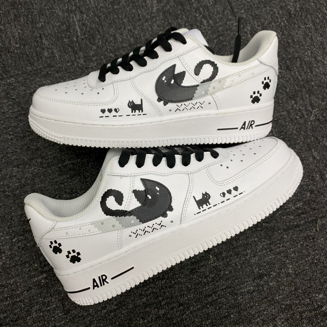 Custom Air Force 1 White With Cat And Paw Prints