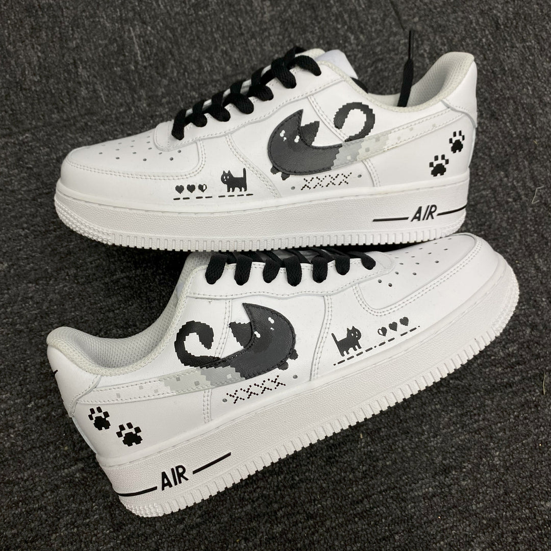 Custom Air Force 1 White With Cat And Paw Prints