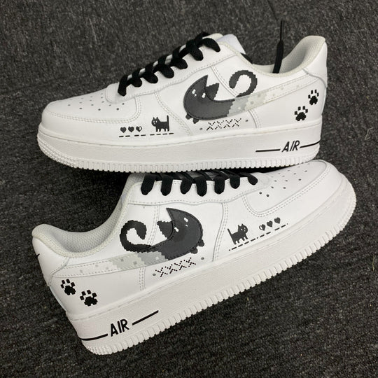 Custom Air Force 1 White With Cat And Paw Prints