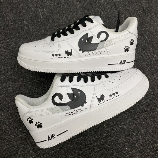 Custom Air Force 1 White With Cat And Paw Prints