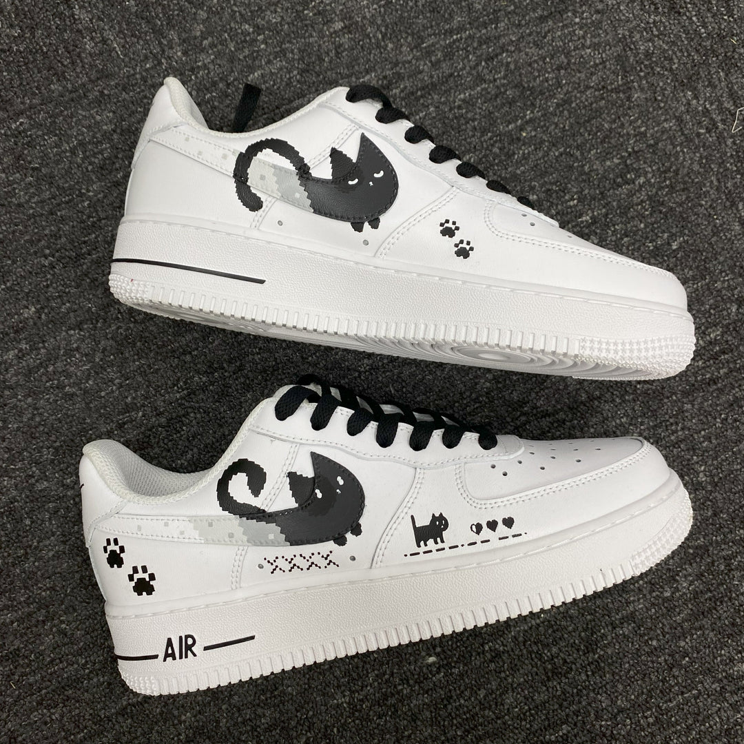 Custom Air Force 1 White With Cat And Paw Prints