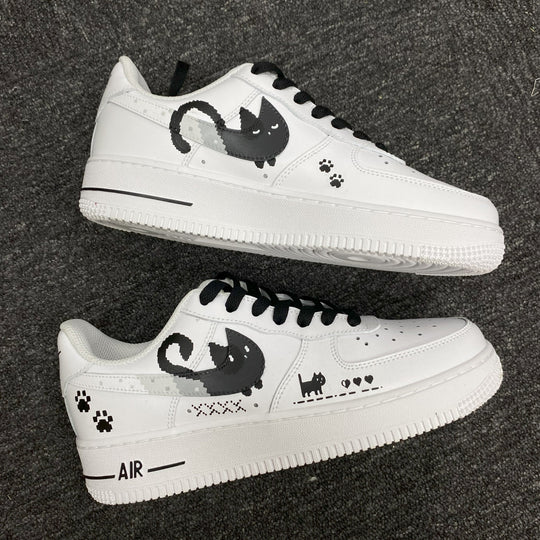 Custom Air Force 1 White With Cat And Paw Prints