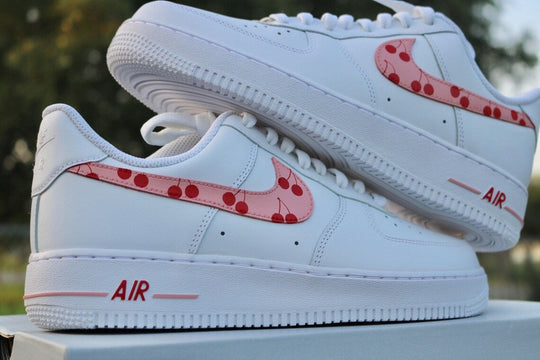 Custom Air Force 1 White With Cherry Pattern Swoosh
