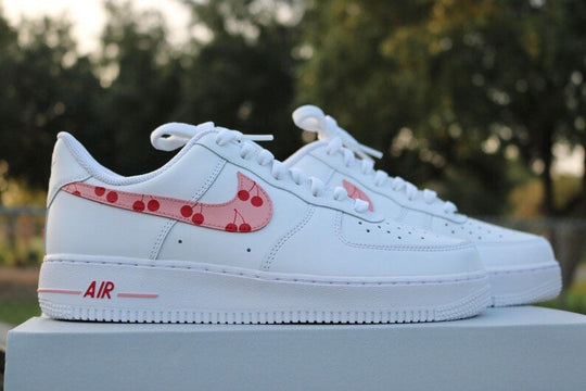 Custom Air Force 1 White With Cherry Pattern Swoosh