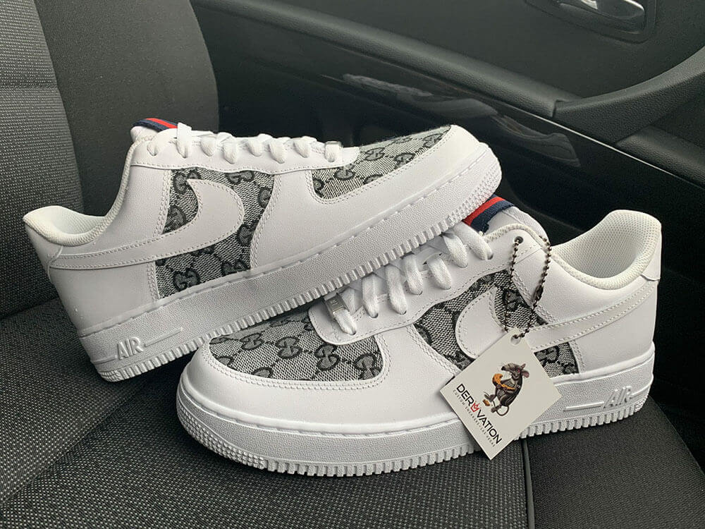 Custom Air Force 1 White With GG Pattern 