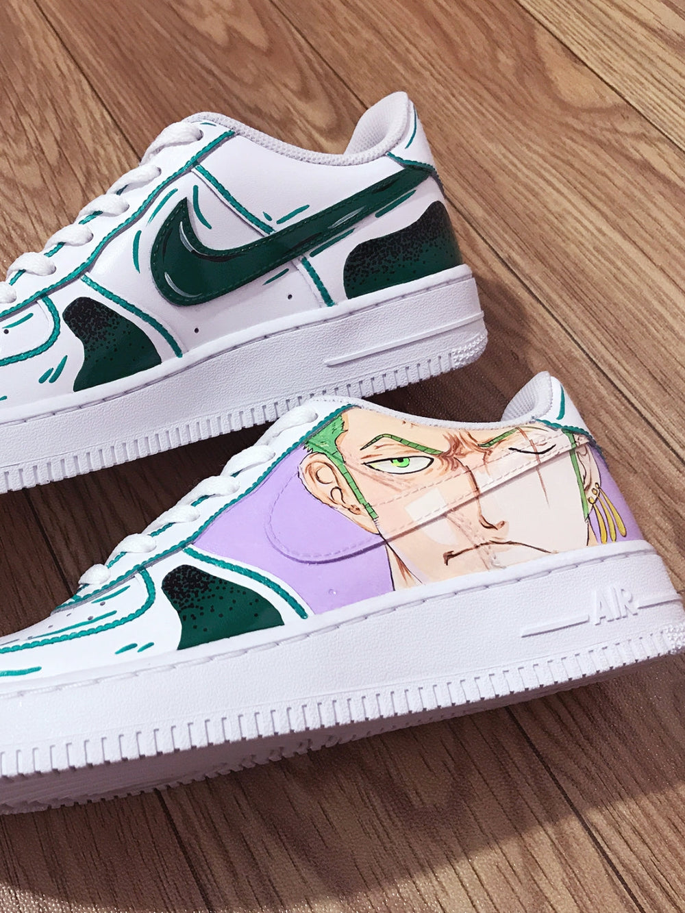 Custom Air Force 1 White With Green And Purple Zoro One Piece