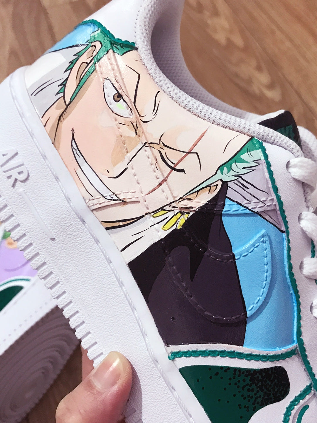 Custom Air Force 1 White With Green And Purple Zoro One Piece