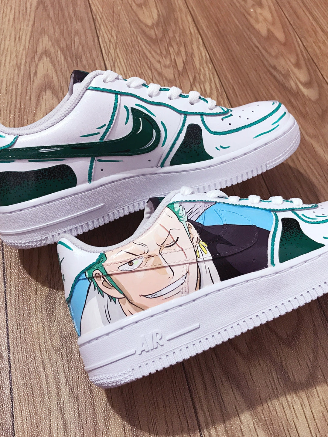 Custom Air Force 1 White With Green And Purple Zoro One Piece