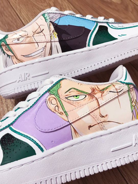 Custom Air Force 1 White With Green And Purple Zoro One Piece