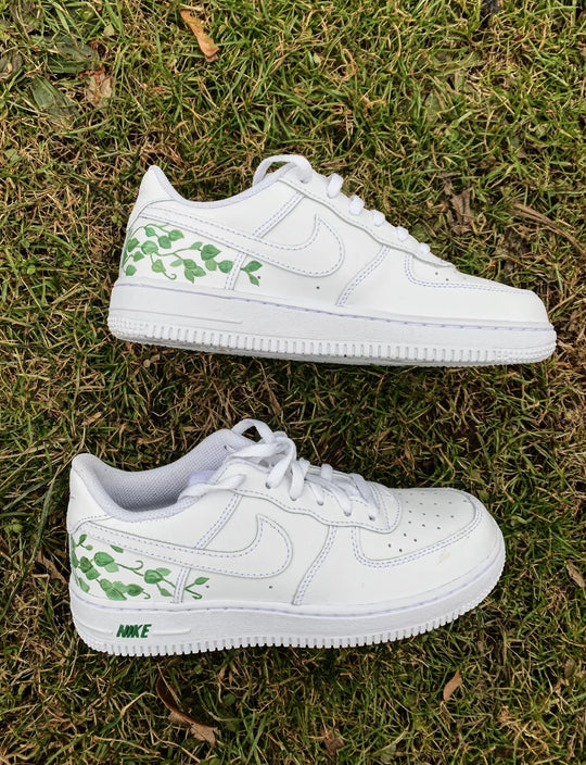 Custom Air Force 1 White With Green Vine Pattern
