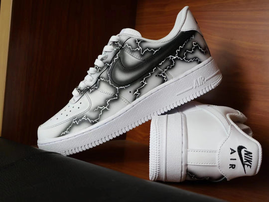 Custom Air Force 1 White With Lightning Pattern 