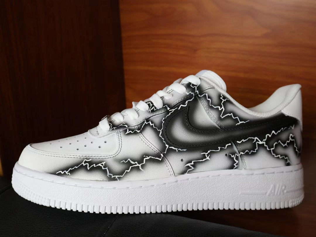 Custom Air Force 1 White With Lightning Pattern 