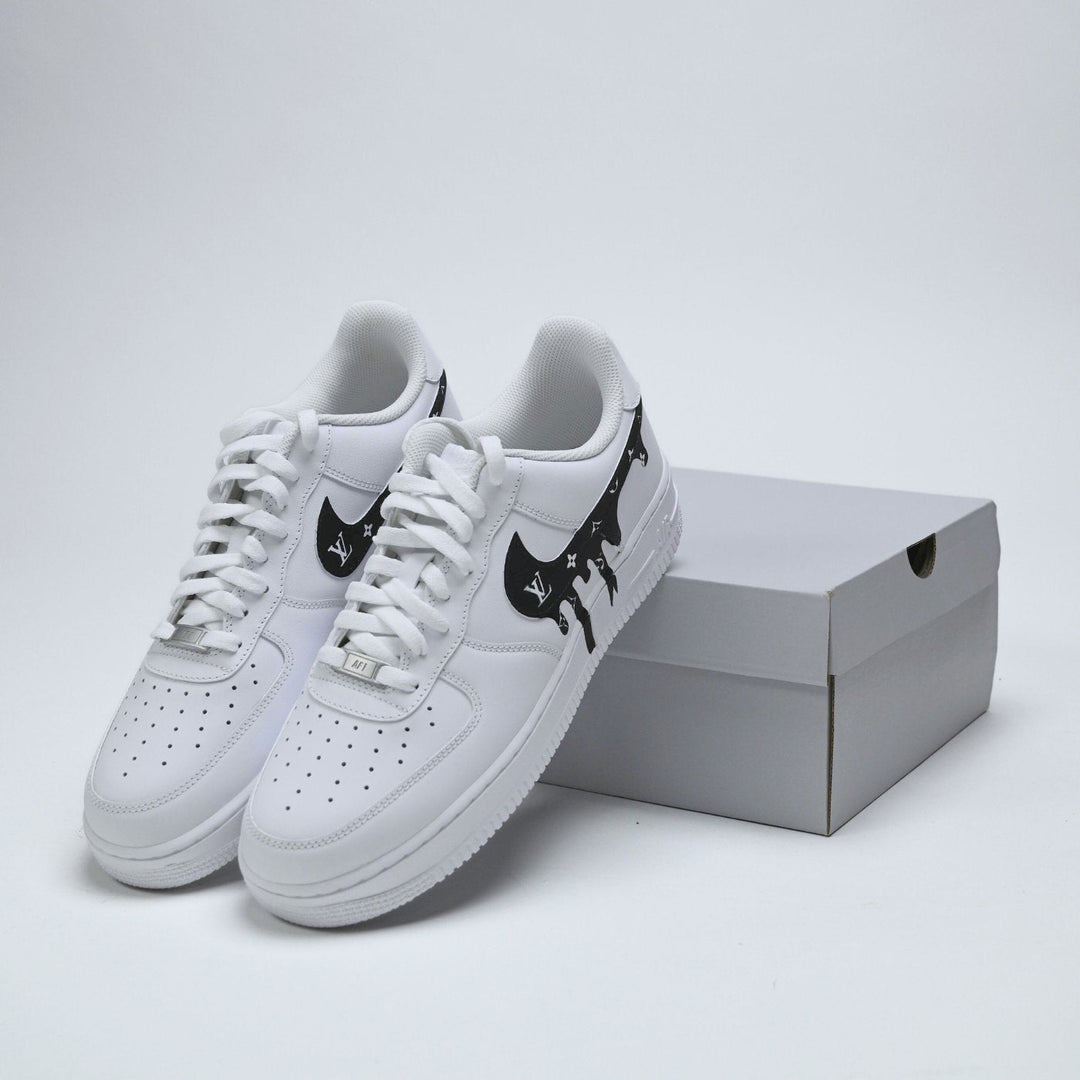 Custom Air Force 1 White With LV Logo Dripping Design 