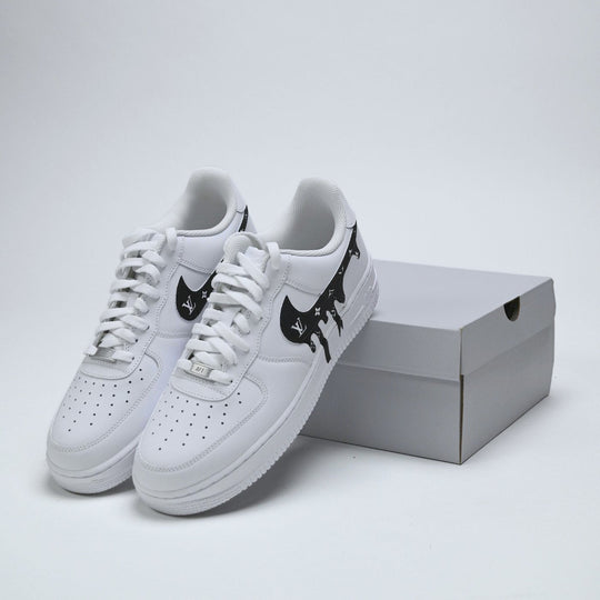 Custom Air Force 1 White With LV Logo Dripping Design 