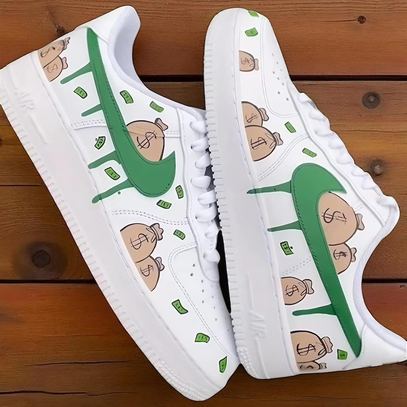 Custom Air Force 1 White With Money - Bag Pattern