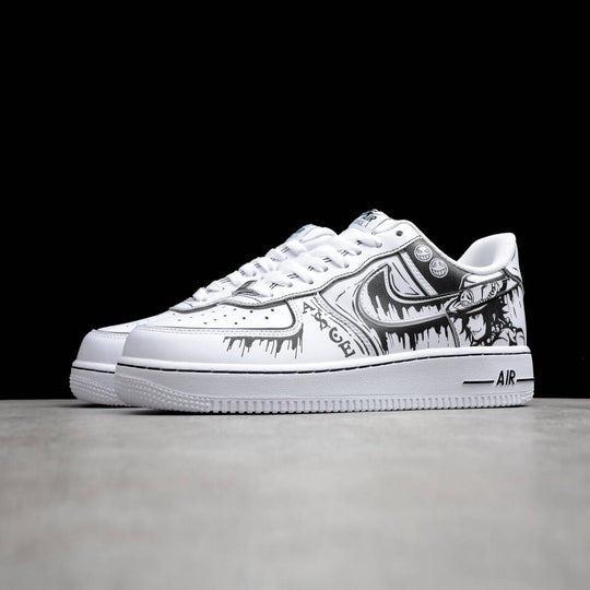 Custom Air Force 1 White With One Piece Fire Fist  Ace Pattern 