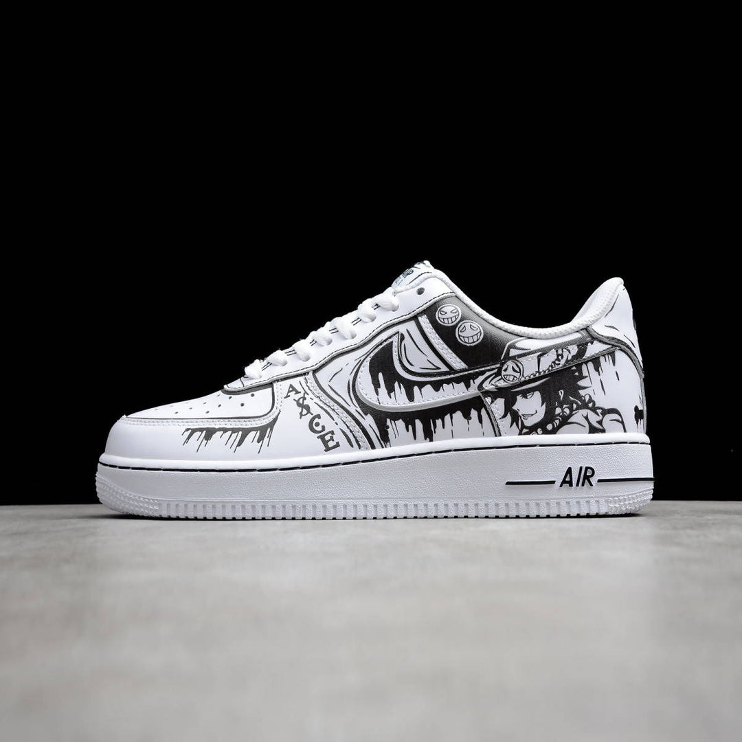 Custom Air Force 1 White With One Piece Fire Fist  Ace Pattern 