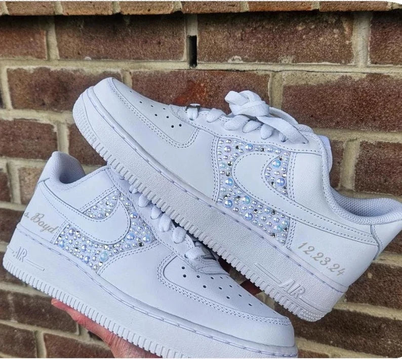 Custom Air Force 1 White With Pearl - like Decorations