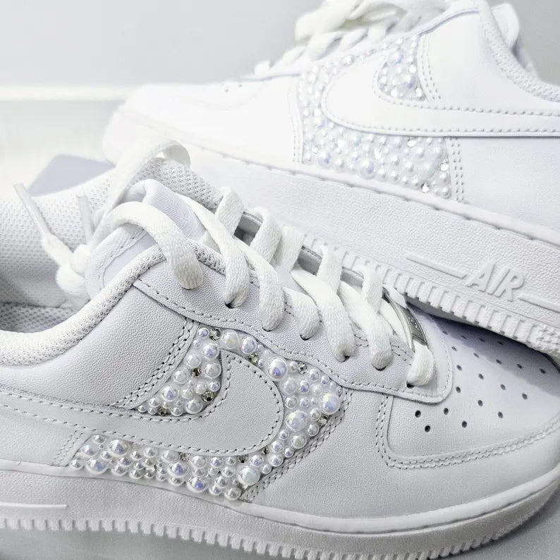 Custom Air Force 1 White With Pearl - like Decorations